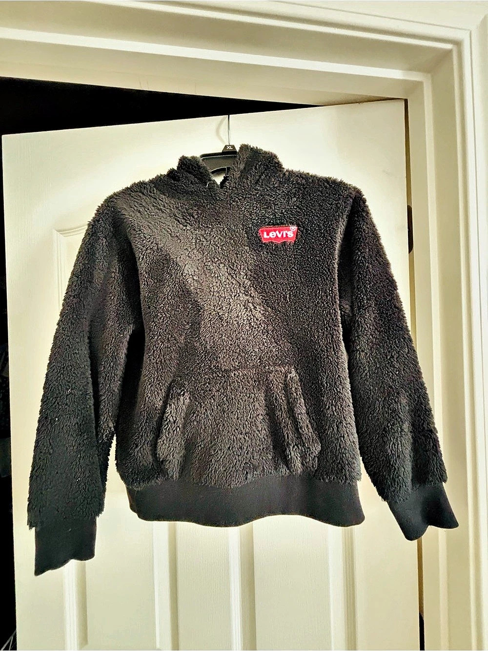 Levi's Sherpa Batwing Logo Hoodie Teddy Jacket Black Large For Teens 12-13 years